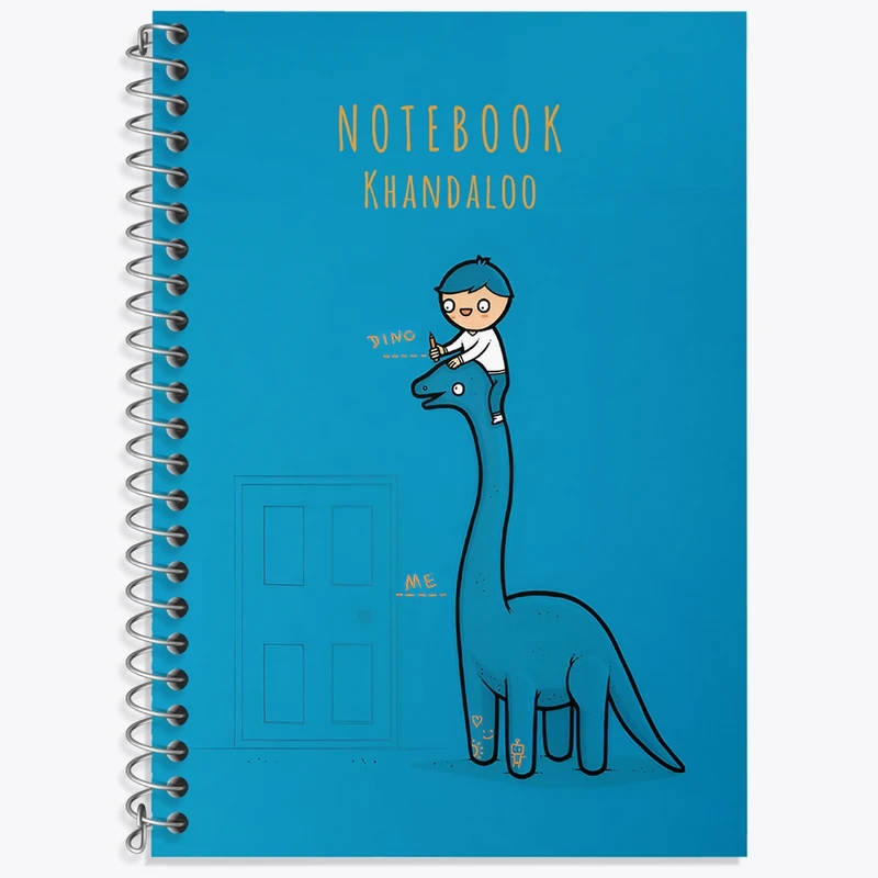 دفتر زبان 50 برگ خندالو مدل سه خط طرح پسر و دایناسور کد N6638