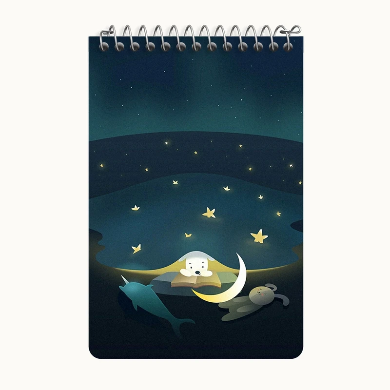 دفتر یادداشت 50 برگ خندالو طرح سگ کتابخوان کد F8829