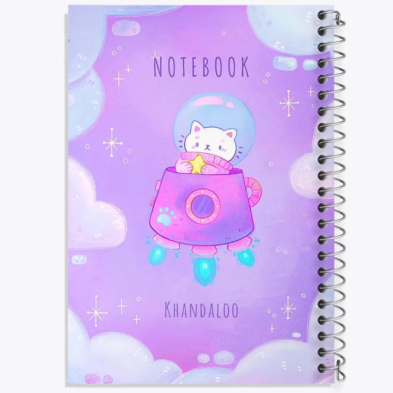 دفتر مشق 50 برگ خندالو طرح گربه فضانورد کد N6583