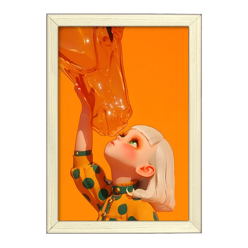 تابلو خندالو طرح دختر و اسب شیشه ای کد F10533