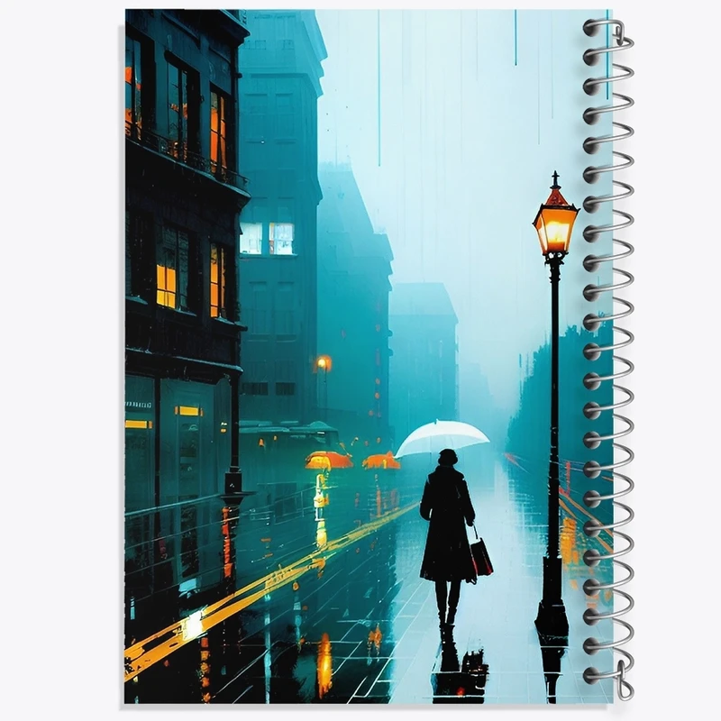 دفتر طراحی 50 برگ خندالو طرح خیابان و باران کد F1098