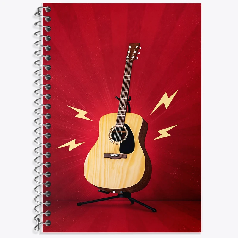 دفتر زبان 50 برگ خندالو مدل دو خط طرح گیتار کد F14180
