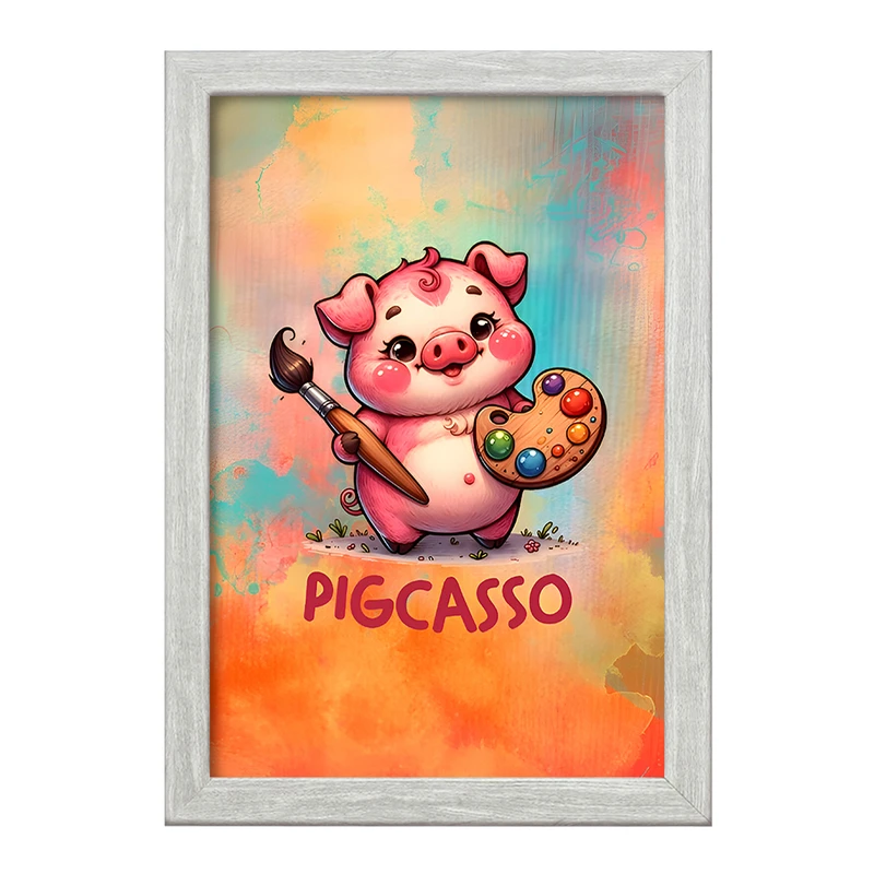 تابلو خندالو طرح خوک نقاش کد F7061