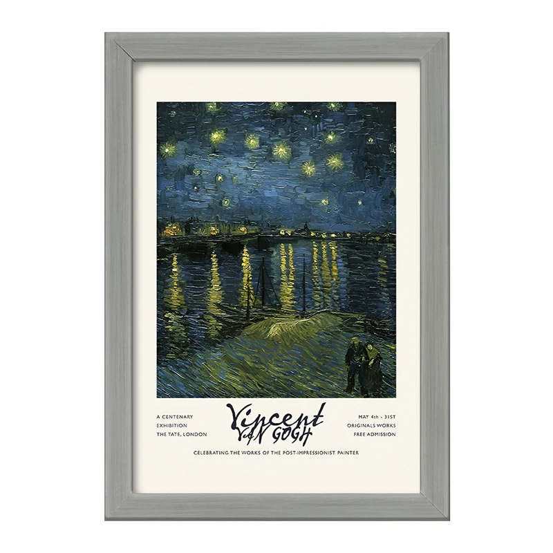 تابلو خندالو طرح شب پرستاره برفراز رن ونسان ونگوگ کد F13889