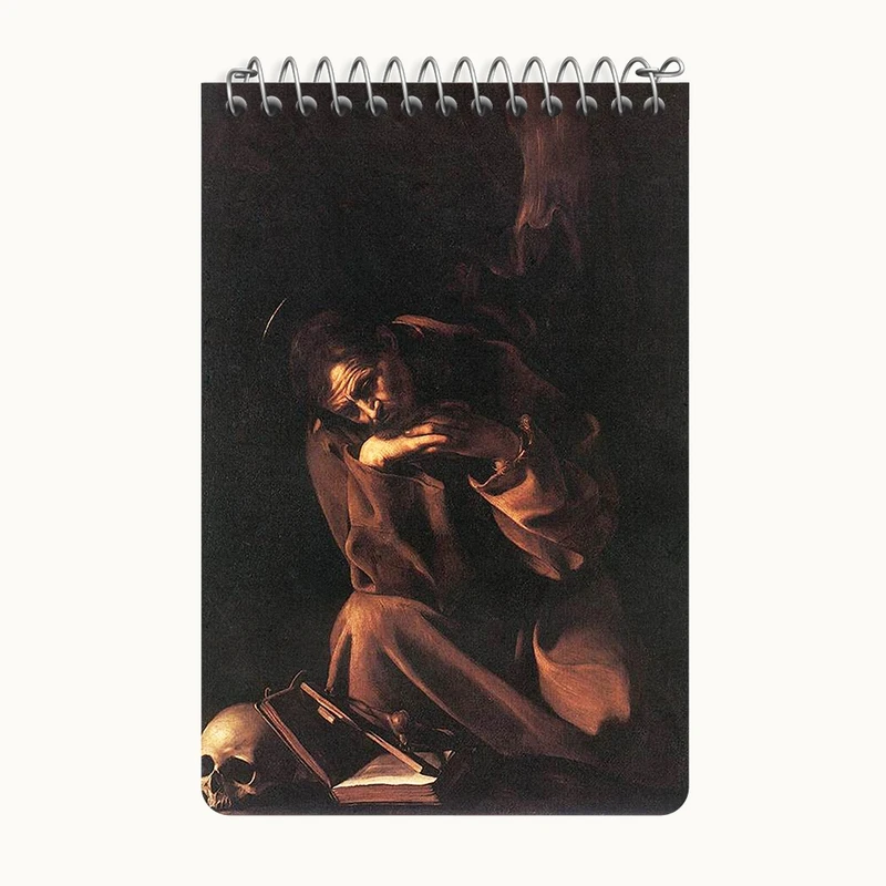 دفتر یادداشت 50 برگ خندالو طرح نقاشی سنت فرانسیس در حال مراقبه اثر کاراواجو کد F12411