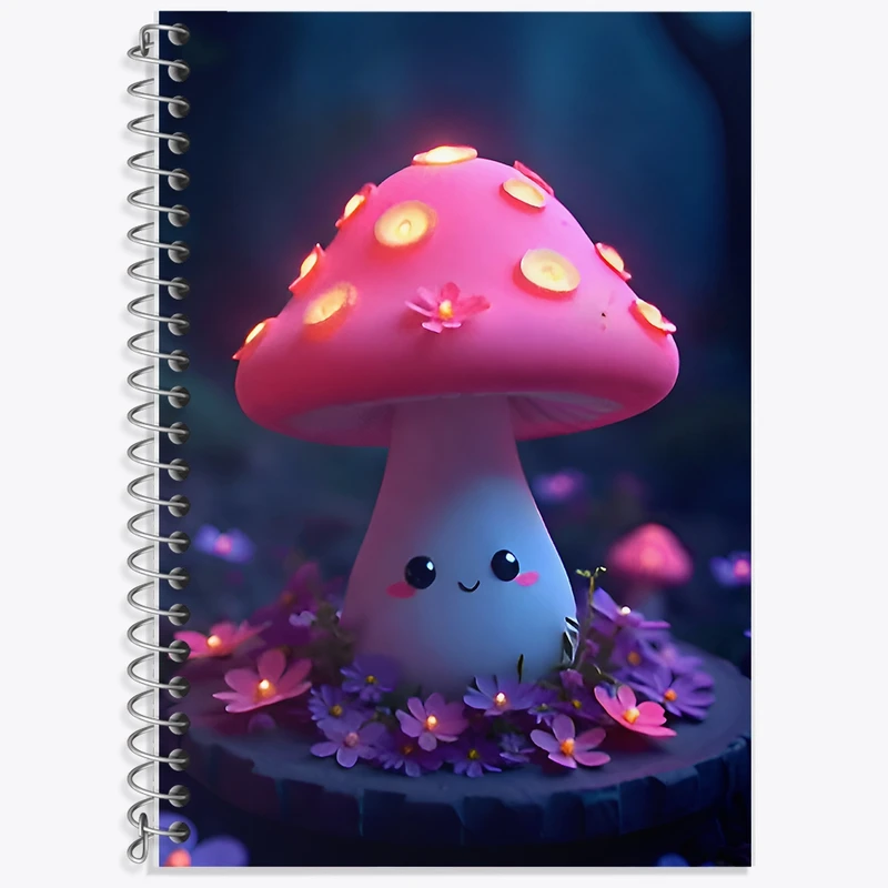 دفتر زبان 50 برگ خندالو مدل سه خط طرح قارچ بامزه کد F9546