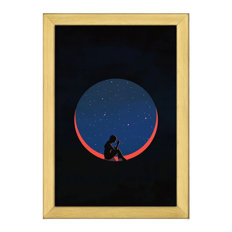 تابلو خندالو طرح دختر و کهکشان کد F3595