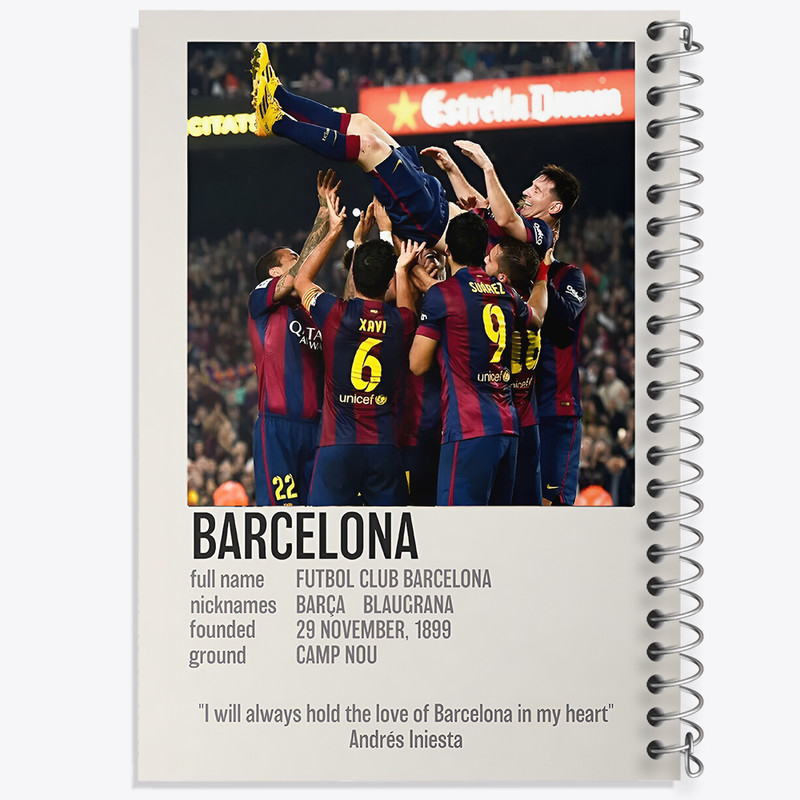 دفتر مشق 50 برگ خندالو طرح بارسلونا (Barcelona) کد F13467