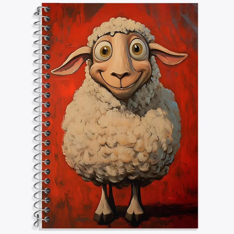 دفتر زبان 50 برگ خندالو مدل سه خط طرح گوسفند بامزه کد F8573