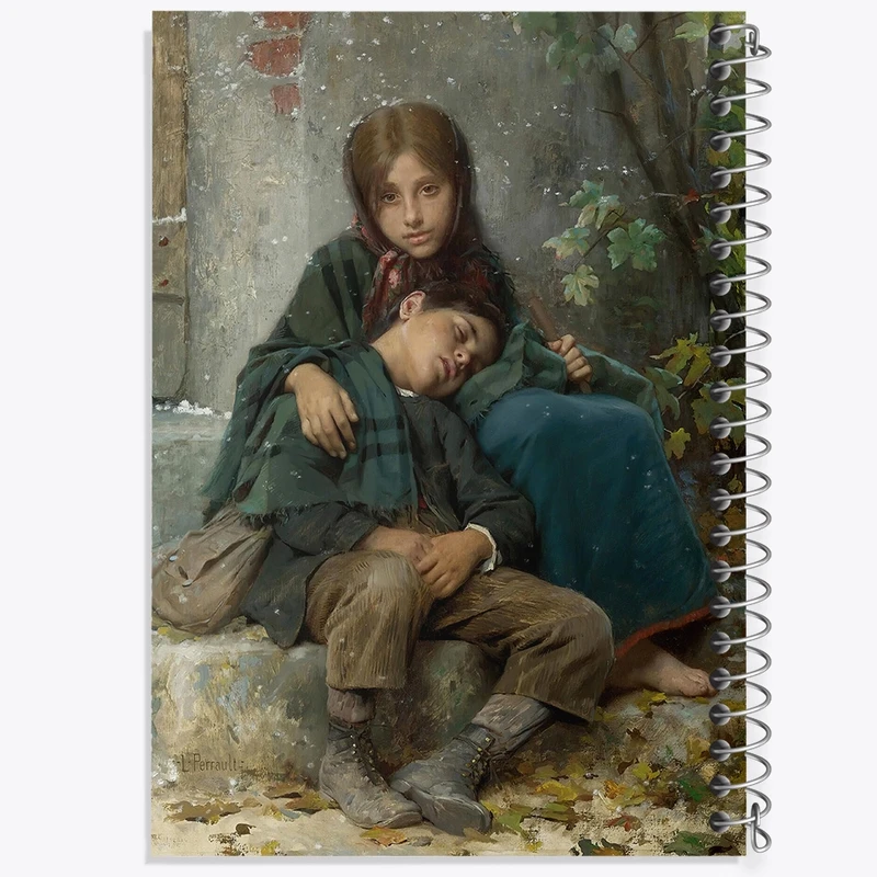 دفتر لیست خرید 50 برگ خندالو طرح نقاشی بیرون در سرما اثر لئون ژان باسیل پررو کد F12371