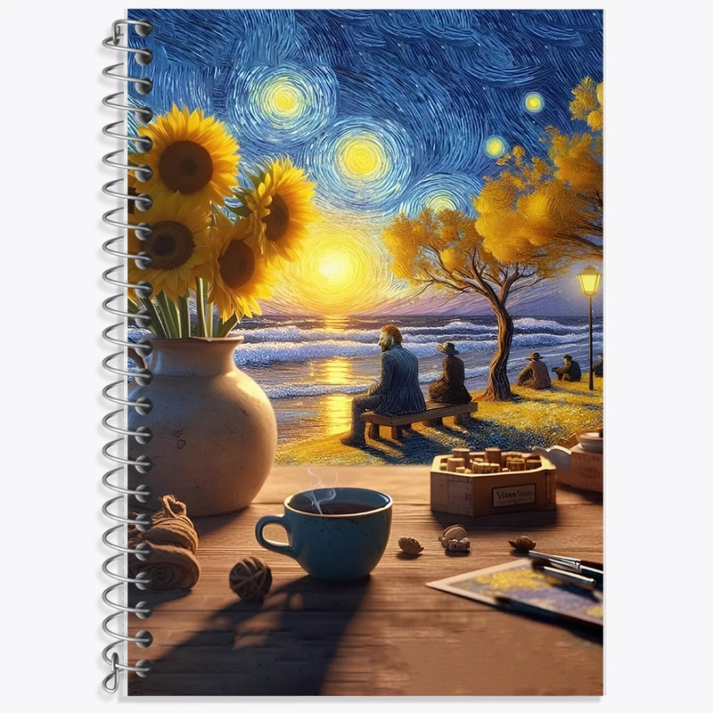 دفتر نت موسیقی 50 برگ خندالو طرح ونسان ونگوگ کد F8778