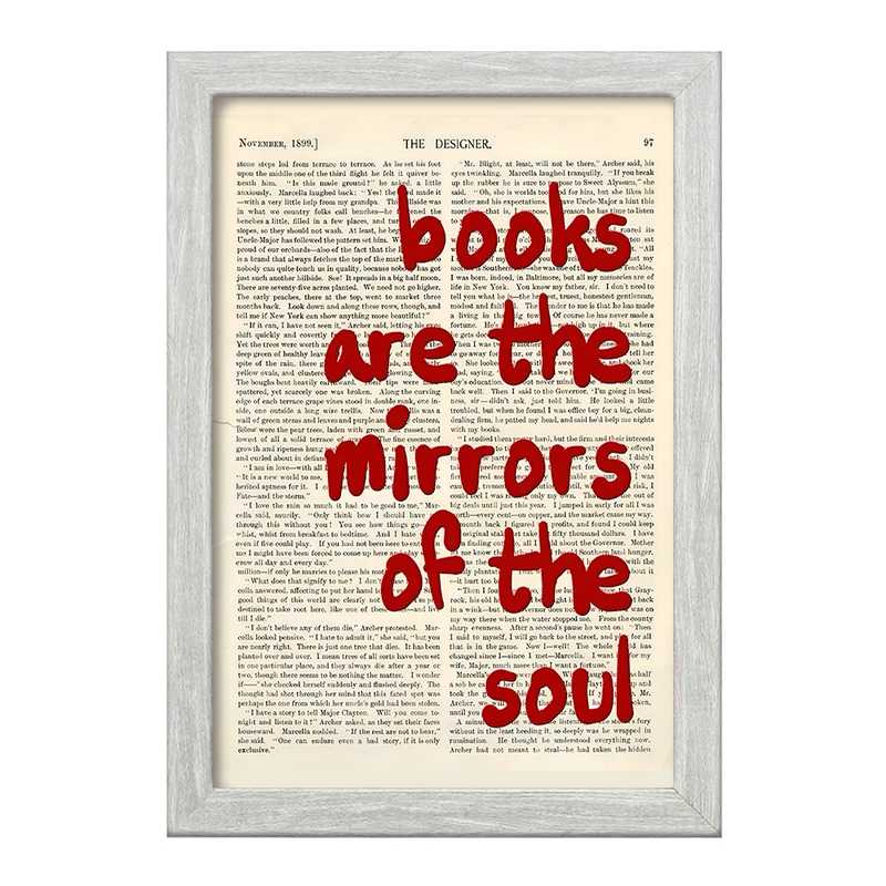 تابلو خندالو طرح Books Are The Mirrors Of The Soul کد F10355