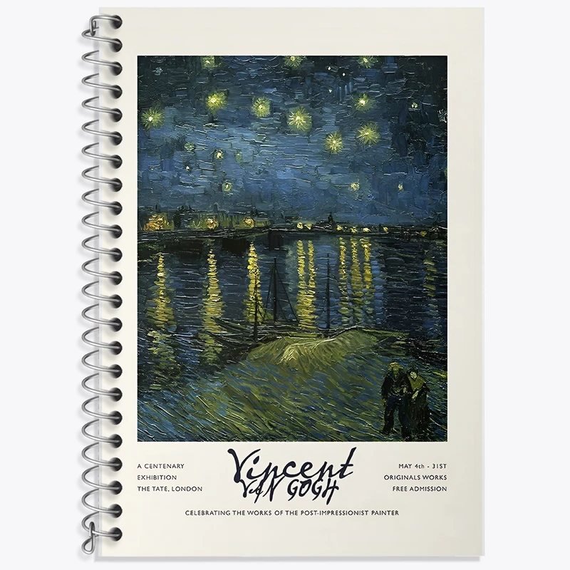 دفتر زبان دوخط 50 برگ خندالو طرح شب پرستاره برفراز رن ونسان ونگوگ کد F13889