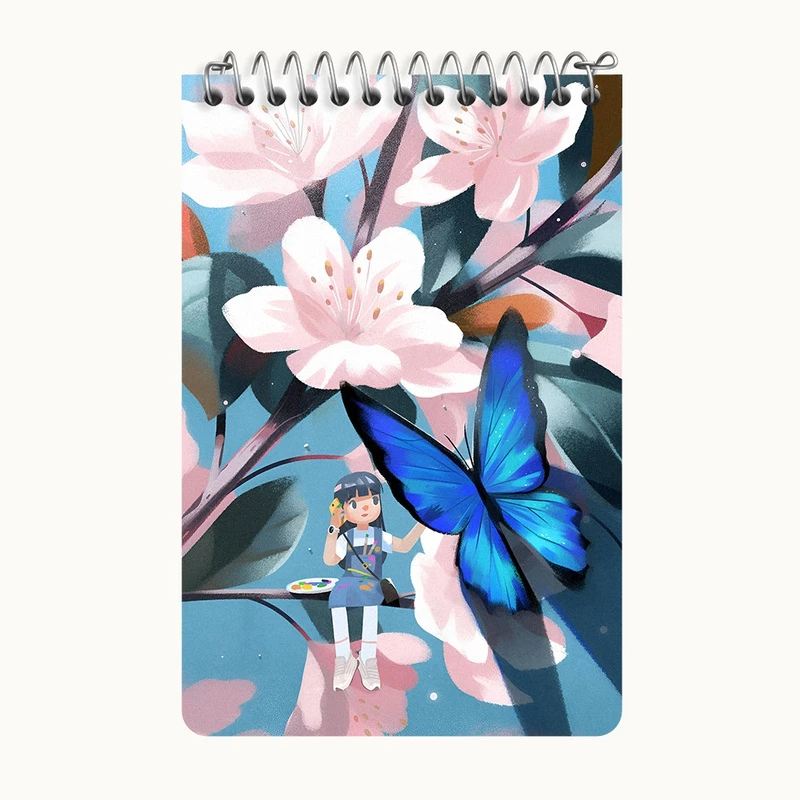 دفتر یادداشت 50 برگ خندالو طرح دختر و گل و پروانه کد F9324