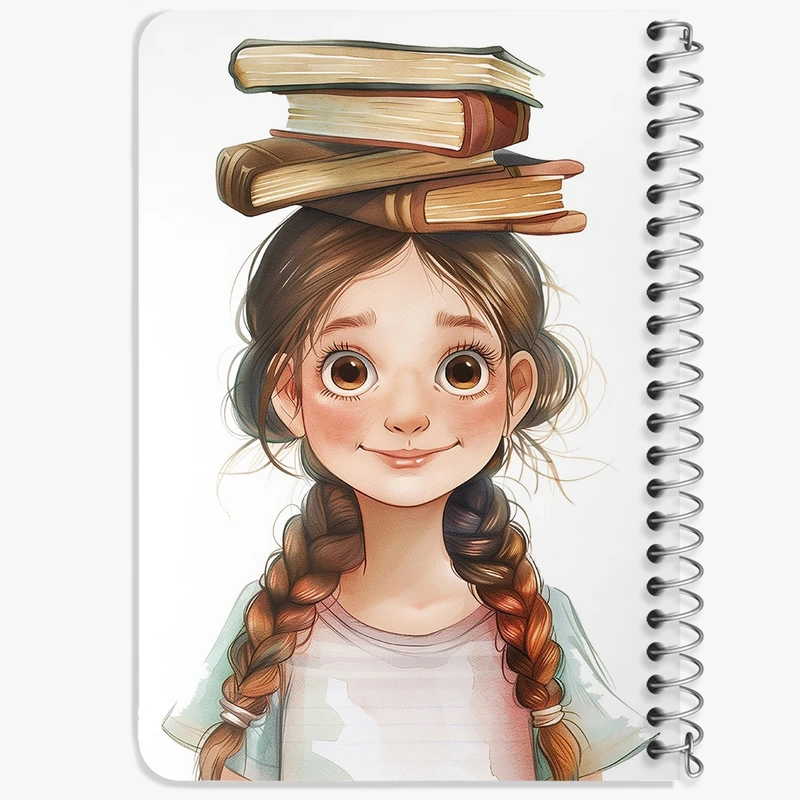 دفتر یادداشت 50 برگ خندالو طرح دختر و کتاب کد N1138
