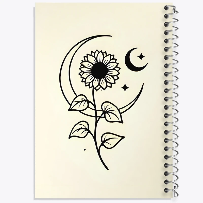 دفتر ژورنال نویسی 50 برگ خندالو مدل نقطه ای طرح ماه و گل کد N6752