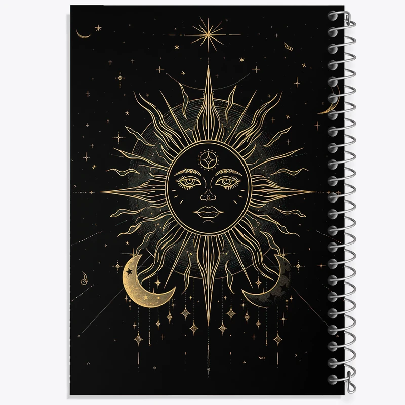 دفتر مشق 100 برگ خندالو طرح خورشید و ماه مینیمال کد F3100