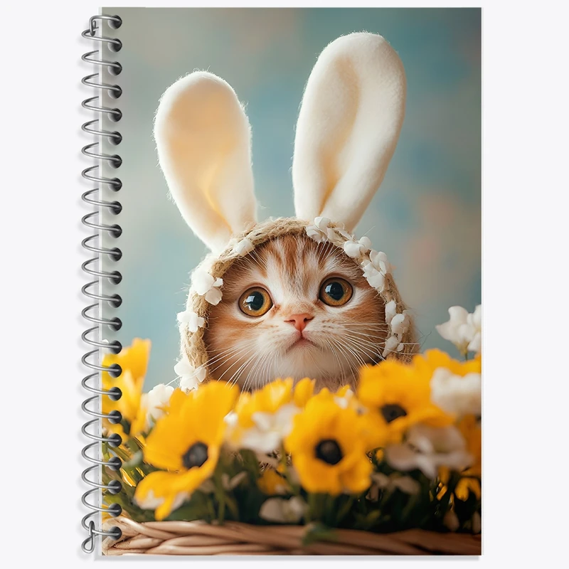 دفتر زبان 50 برگ خندالو مدل سه خط طرح گربه ی خرگوشی کد F10033