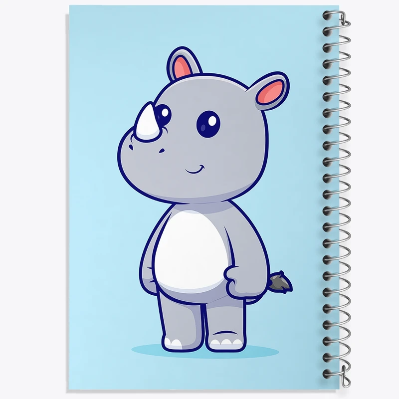 دفتر طراحی 50 برگ خندالو طرح حیوانات بامزه کرگدن کد 29705