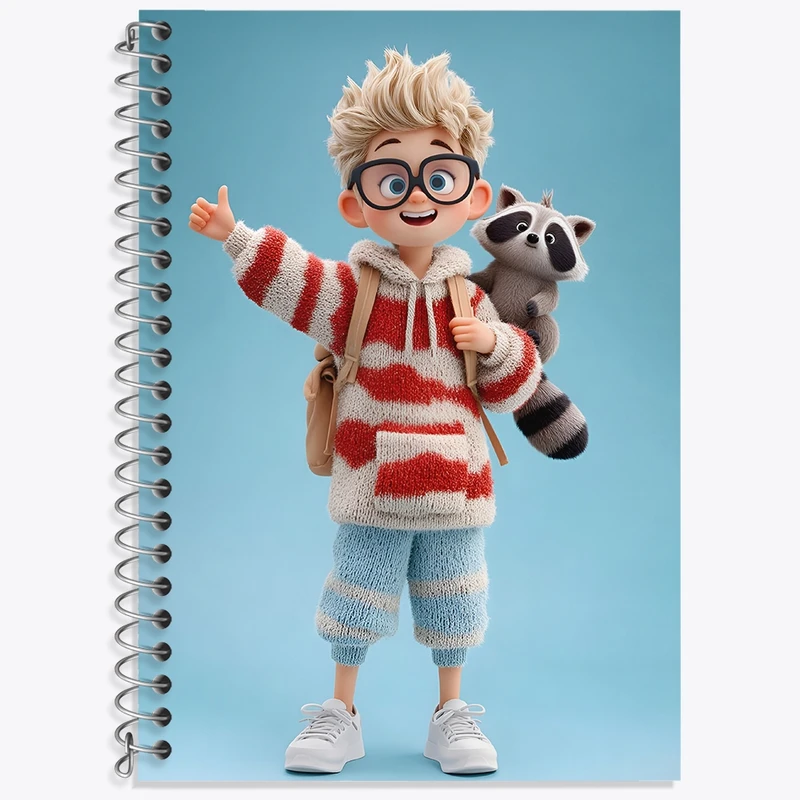 دفتر زبان 50 برگ خندالو مدل سه خط طرح پسرانه کیوت کد N9409