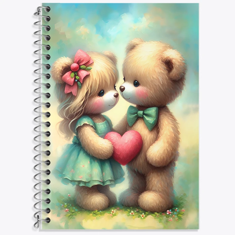 دفتر زبان 50 برگ خندالو مدل دو خط طرح خرس های عاشق کد F11707