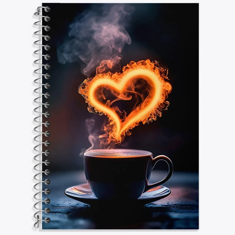 دفتر زبان 50 برگ خندالو مدل سه خط طرح فنجان و بخار قلبی کد F12879