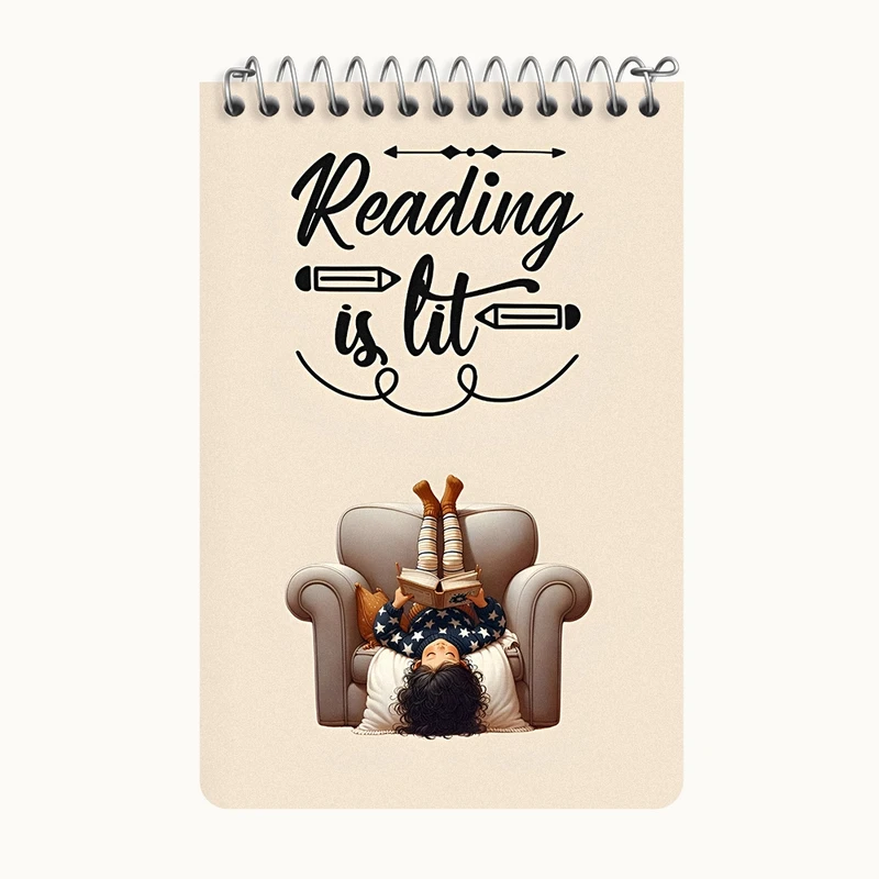 دفتر یادداشت 50 برگ خندالو طرح دختر و کتاب کد F5814