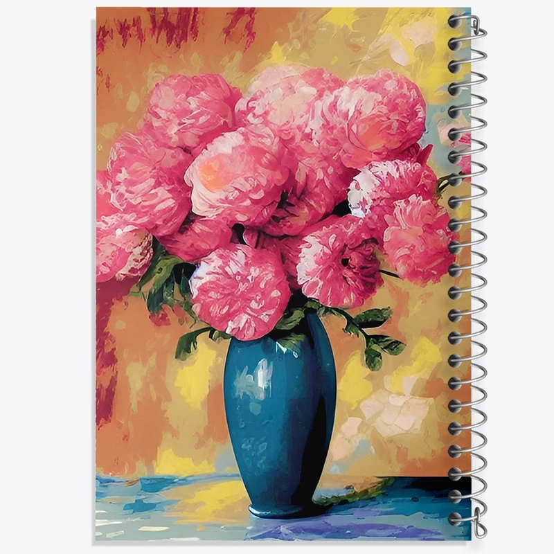 دفتر ژورنال نویسی 50 برگ خندالو مدل نقطه ای طرح گلدان گل کد F2992