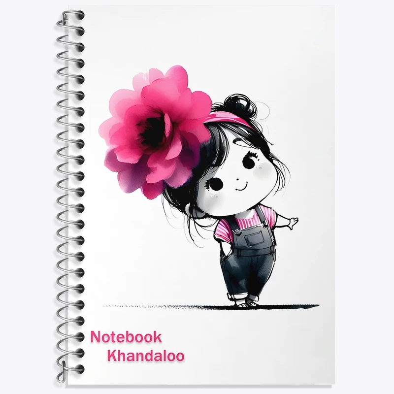 دفتر زبان 50 برگ خندالو مدل سه خط طرح دخترانه کیوت کد N7018