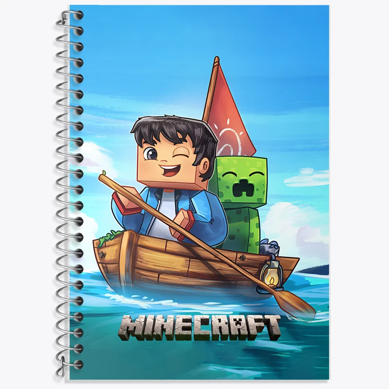 دفتر زبان 50 برگ خندالو مدل دو خط طرح ماینکرافت (Minecraft) کد F14071