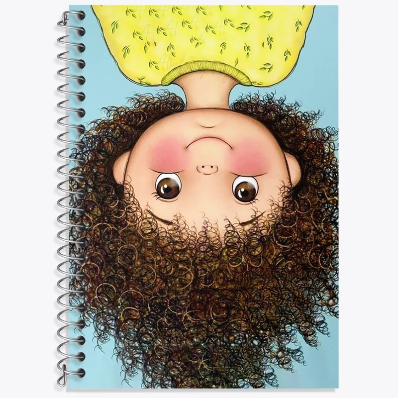 دفتر زبان 50 برگ خندالو مدل سه خط طرح دختر مو فرفری کد N6988