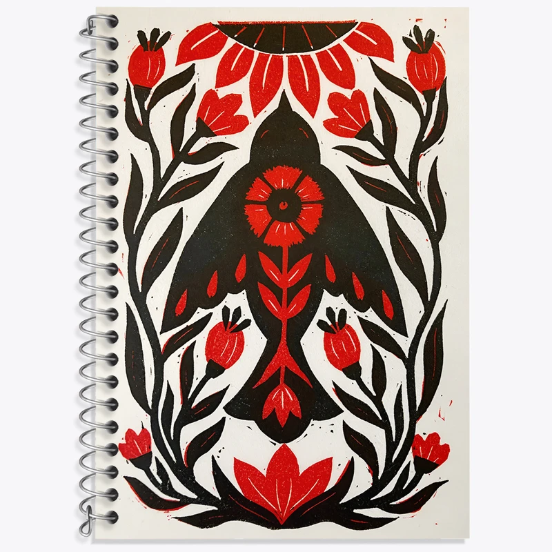 دفتر زبان دوخط 50 برگ خندالو طرح پرنده و گل کد N6877