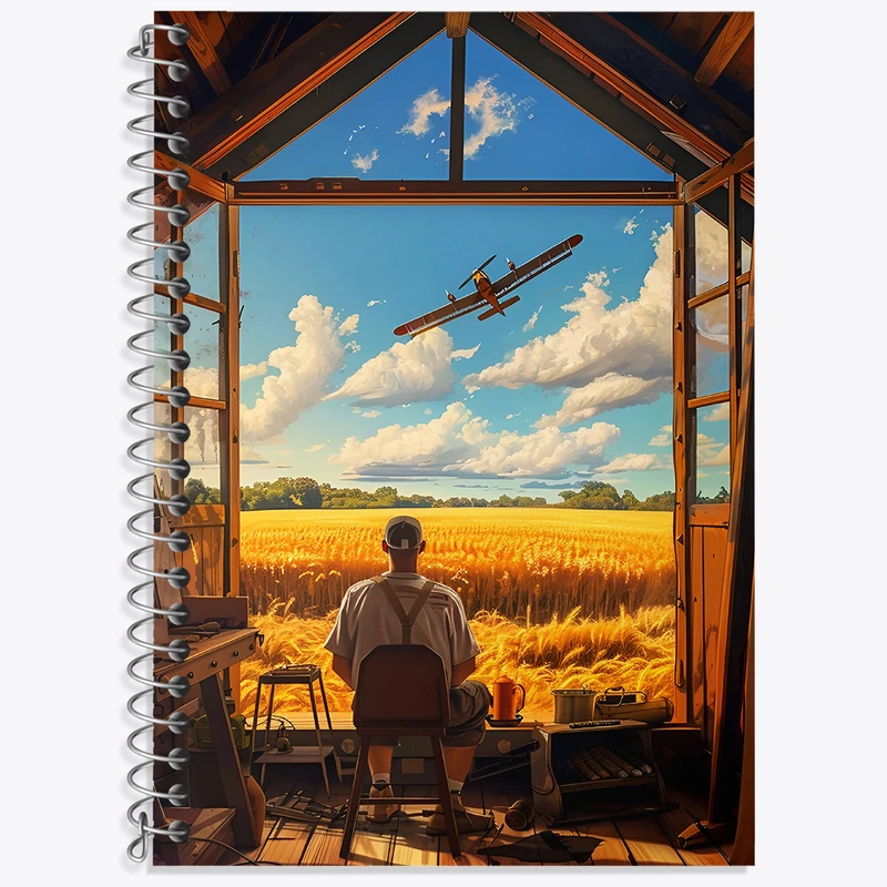 دفتر زبان 50 برگ خندالو مدل دو خط طرح پرواز در مزرعه کد F4599