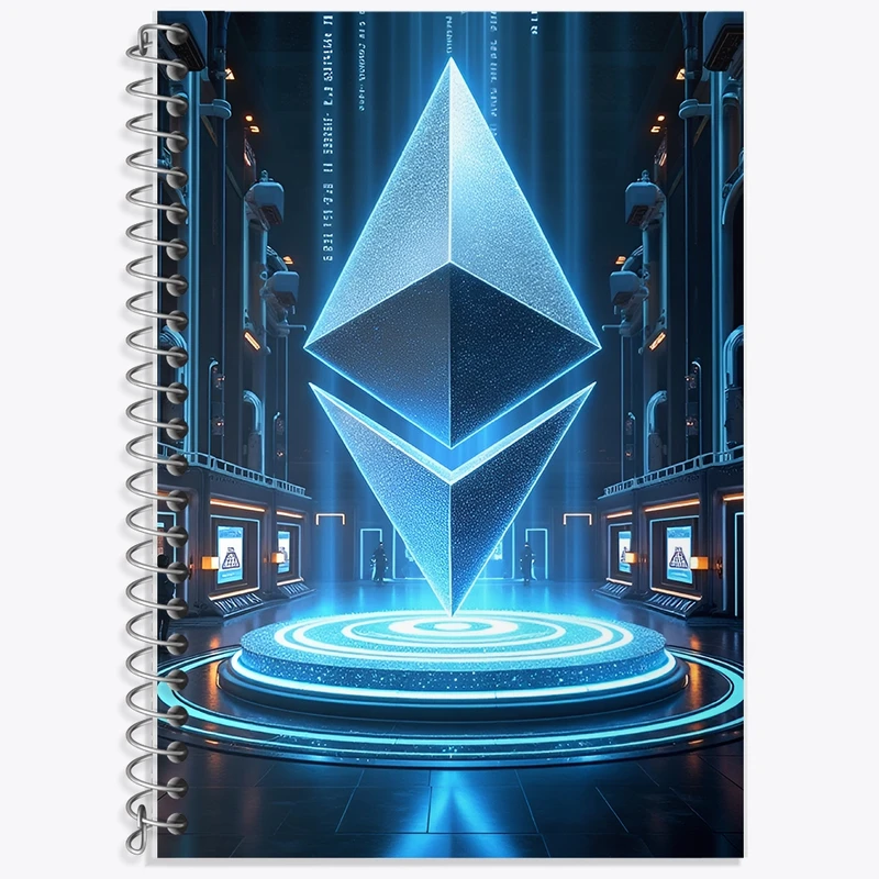 دفتر زبان 50 برگ خندالو مدل سه خط طرح اتریوم (Ethereum) کد F10612