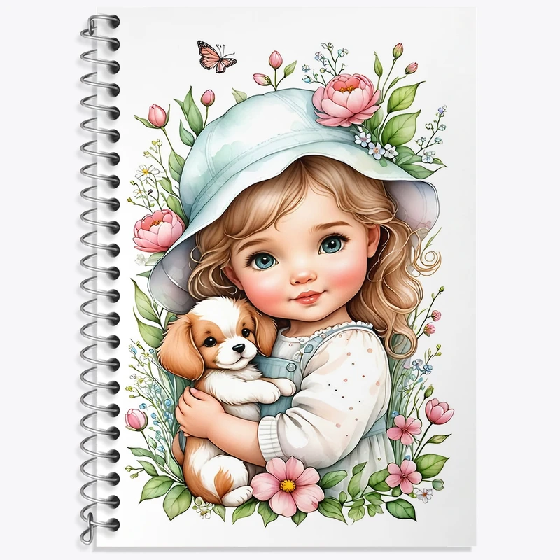 دفتر زبان 50 برگ خندالو مدل سه خط طرح دخترانه کیوت کد F4823