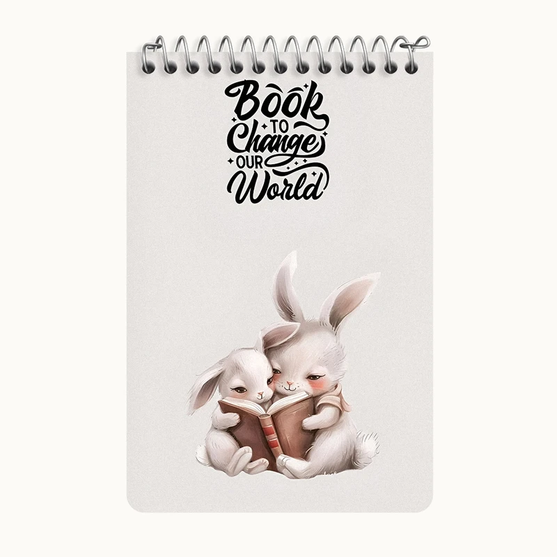 دفتر یادداشت 50 برگ خندالو طرح خرگوش و کتاب کد F5823