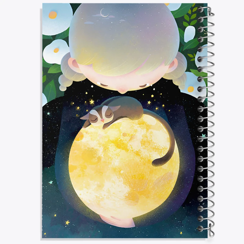 دفتر مشق 100 برگ خندالو طرح دختر و ماه کد N6594