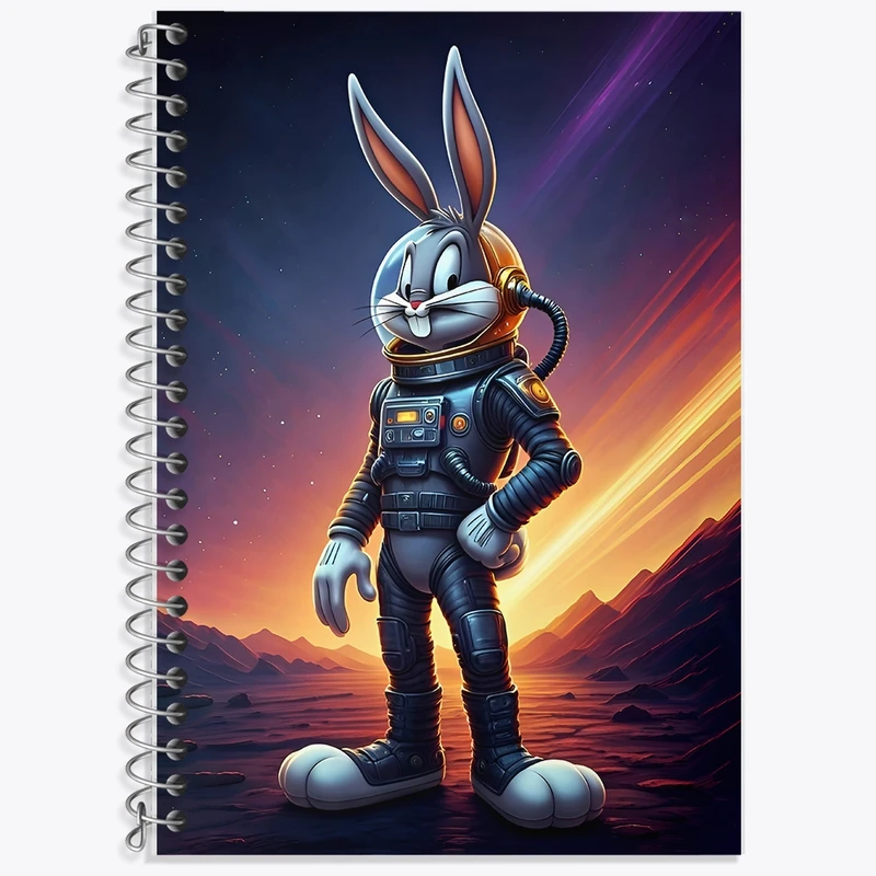 دفتر زبان 50 برگ خندالو مدل سه خط طرح باگز بانی فضانورد کد F11748