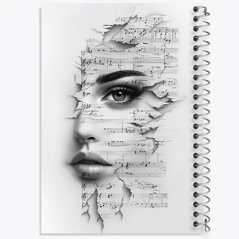 دفتر مشق 50 برگ خندالو طرح دختر و نت موسیقی کد F12841