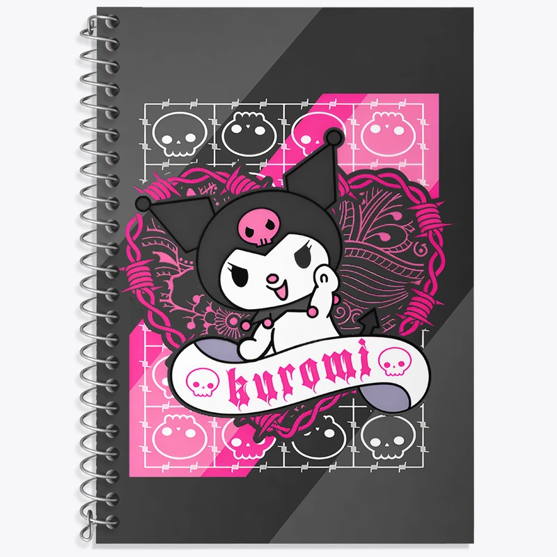 دفتر زبان 50 برگ خندالو مدل دو خط طرح کرومی (Kuromi) کد N8238