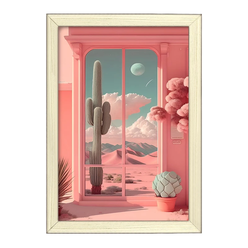 تابلو خندالو طرح کاکتوس و طبیعت کد F3838