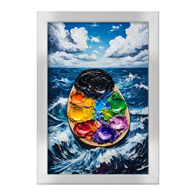 تابلو خندالو طرح پالت نقاشی و دریا کد F12742