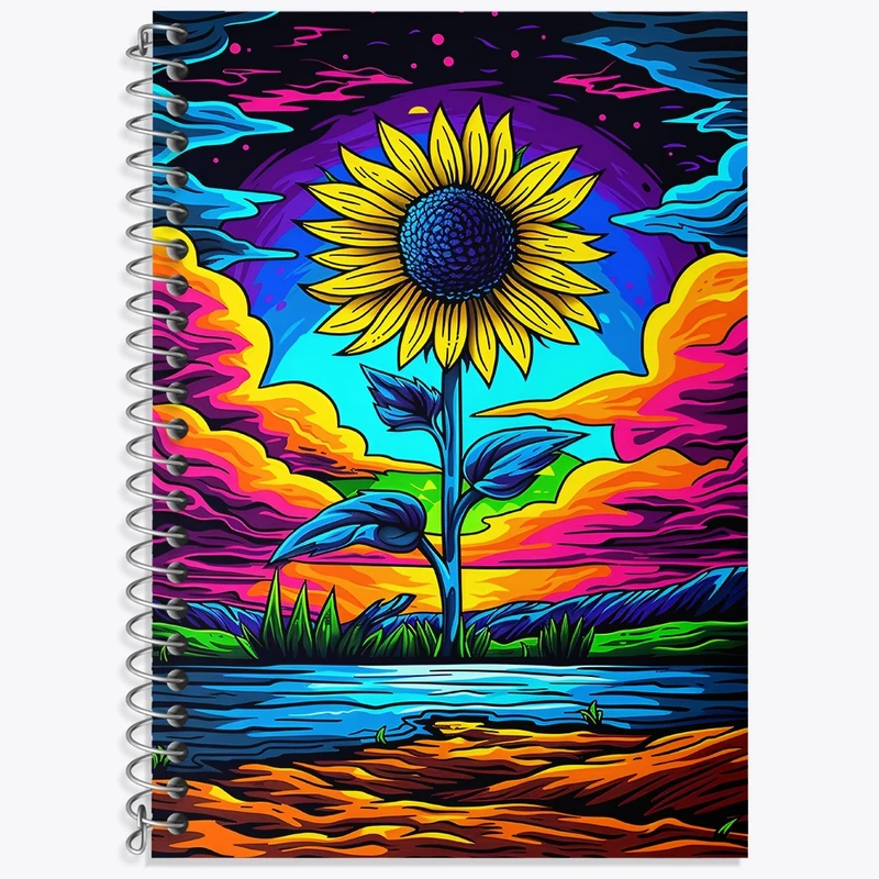 دفتر لغت 50 برگ خندالو طرح گل آفتابگردان کد F4248