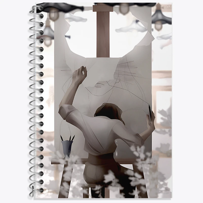 دفتر زبان 50 برگ خندالو مدل دو خط طرح نقاش کد F14128