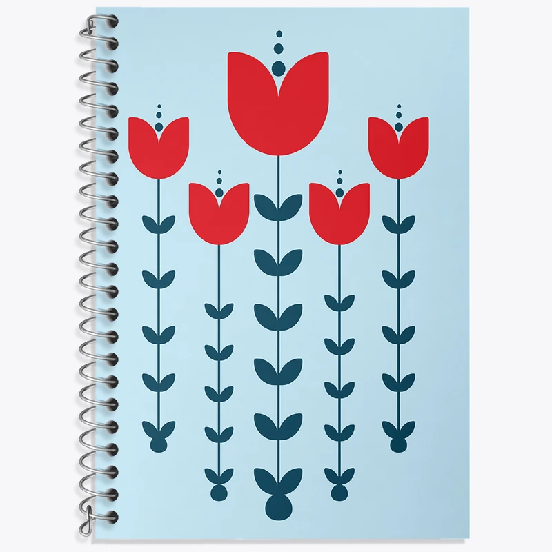 دفتر زبان 50 برگ خندالو مدل دو خط طرح گل لاله کد N6885