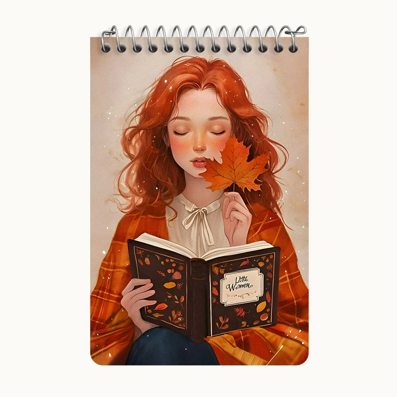 دفتر یادداشت 50 برگ خندالو طرح دختر و پاییز کد F6684