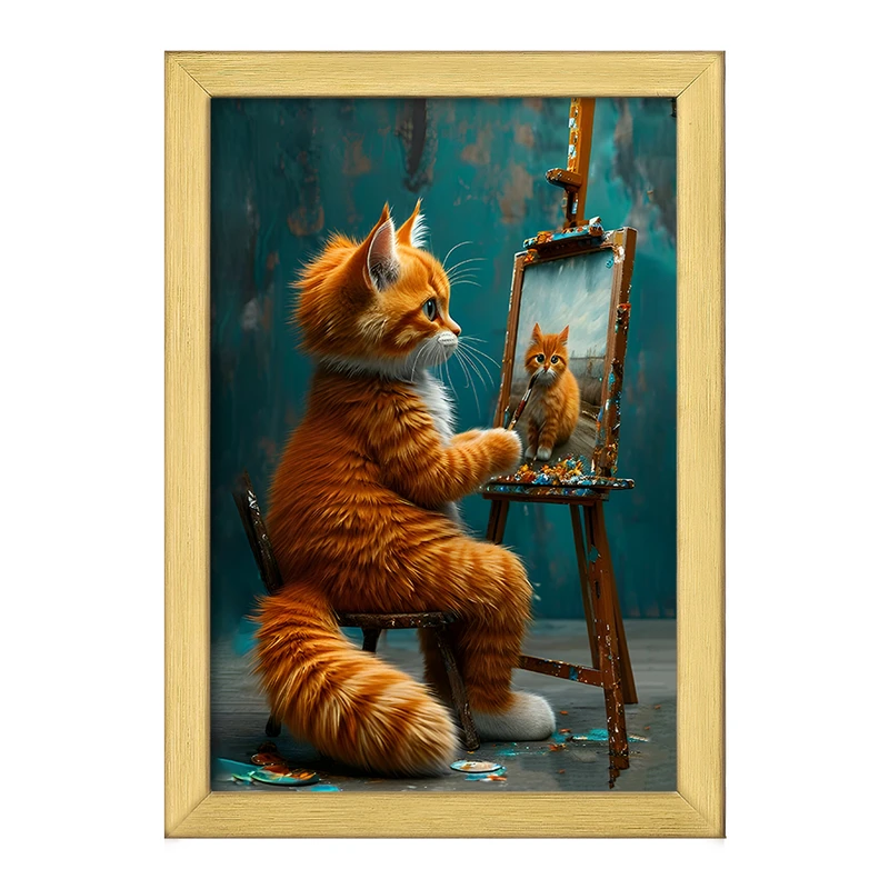تابلو خندالو طرح سلف پرتره گربه ای کد F12799