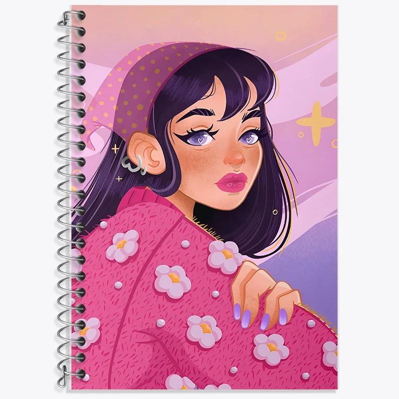 دفتر زبان 50 برگ خندالو مدل دو خط طرح دخترانه کد F10962