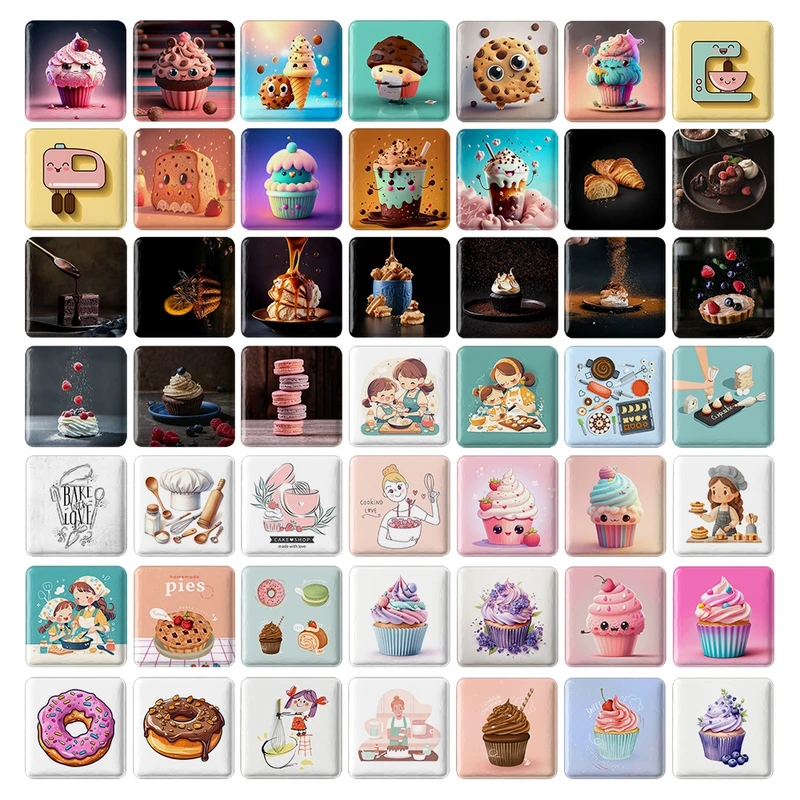 پیکسل خندالو طرح کیک و کاپ کیک کد 165 مدل مربعی مجموعه 49 عددی