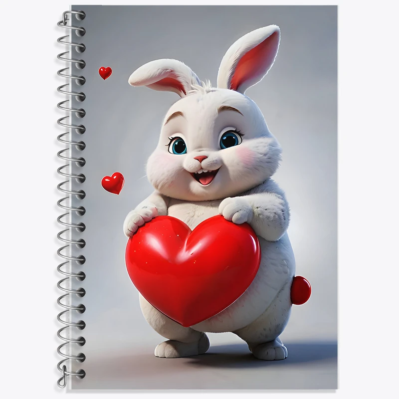 دفتر زبان 50 برگ خندالو مدل دو خط طرح خرگوش بامزه کد F8589